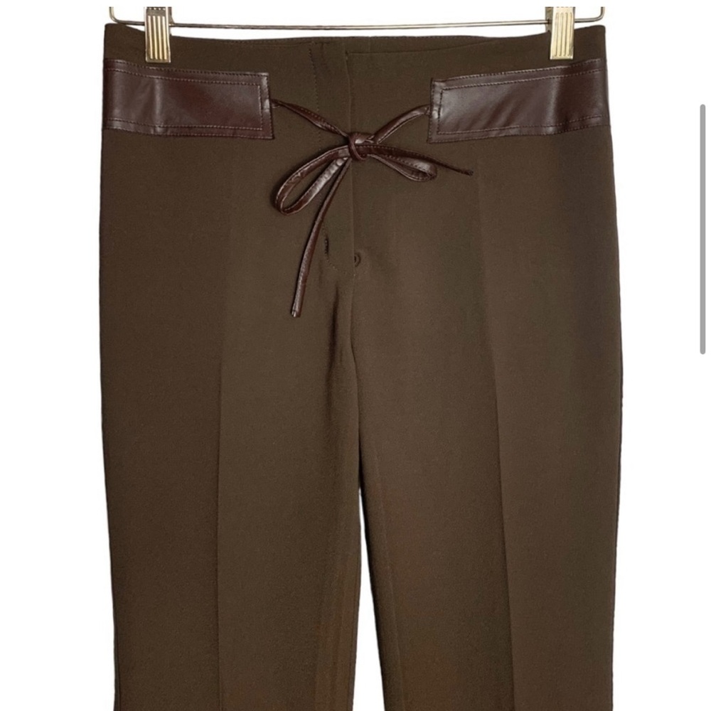 Vintage Cache Y2K Brown Trouser Pant Front Tie Pleat  Size XSmall